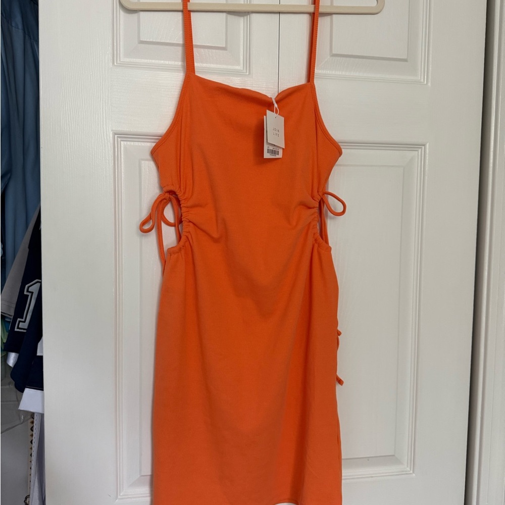 Zara Orange side tie dress